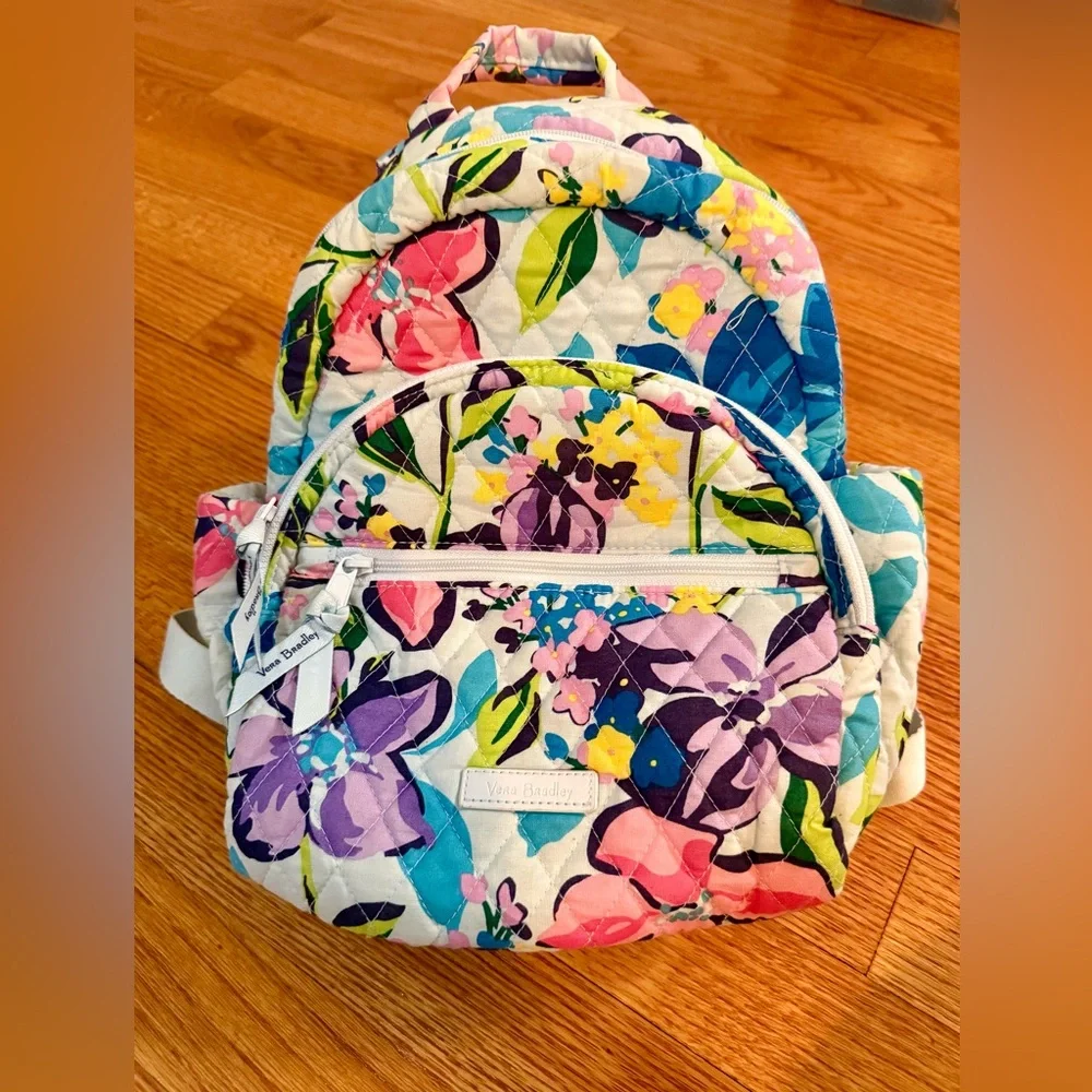 Vera Bradley Essential Mini Backpack featuring vibrant Marian Floral pattern